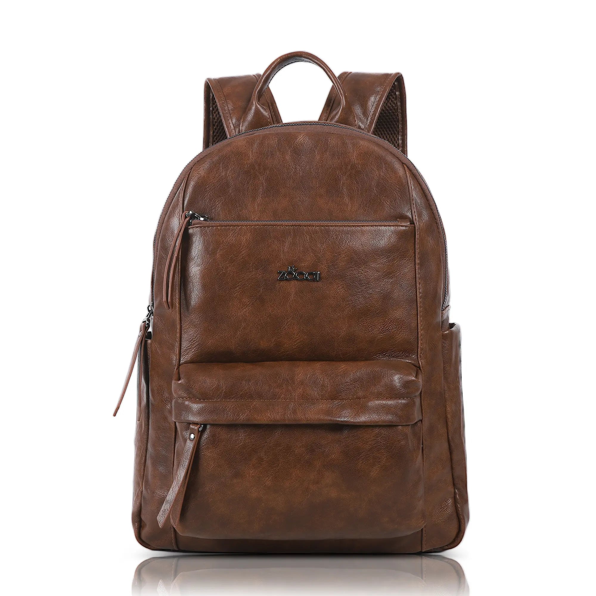 apricoat urban traveler backpack Vegan Retro Leather Travel Backpack for Women with Compartment, Multiple Pockets Large Capacity Brown 16.5''×13''×6.5''