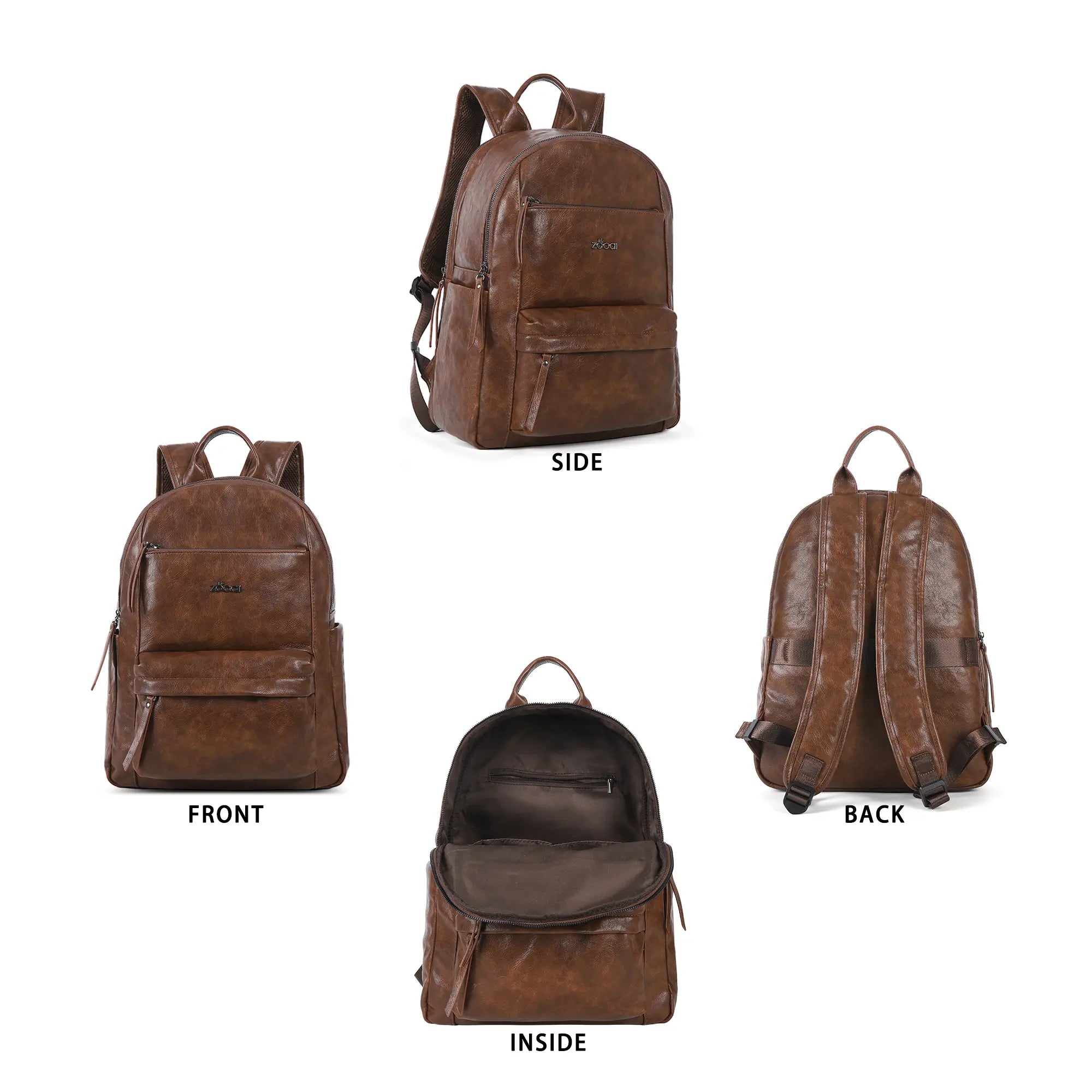 Outdoor Travel Backpack – Vintage Vegan Leather Hiking Daypack with Multi-Pocket Design | Angelkiss