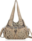 Women wash water PU leather multi-functional tie dye hardware accessories handmade hobo bag
