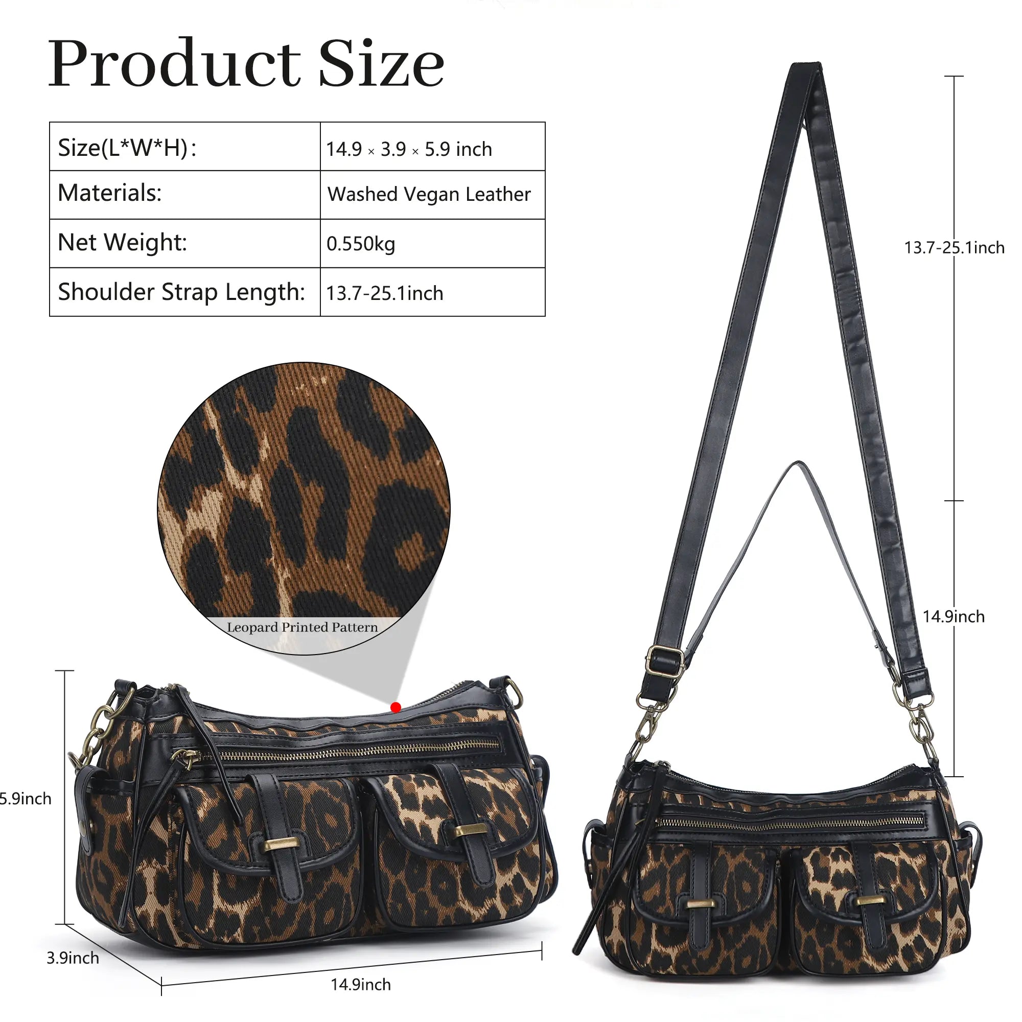 Classic fashion leopard print diagonal shoulder bag Tote purse