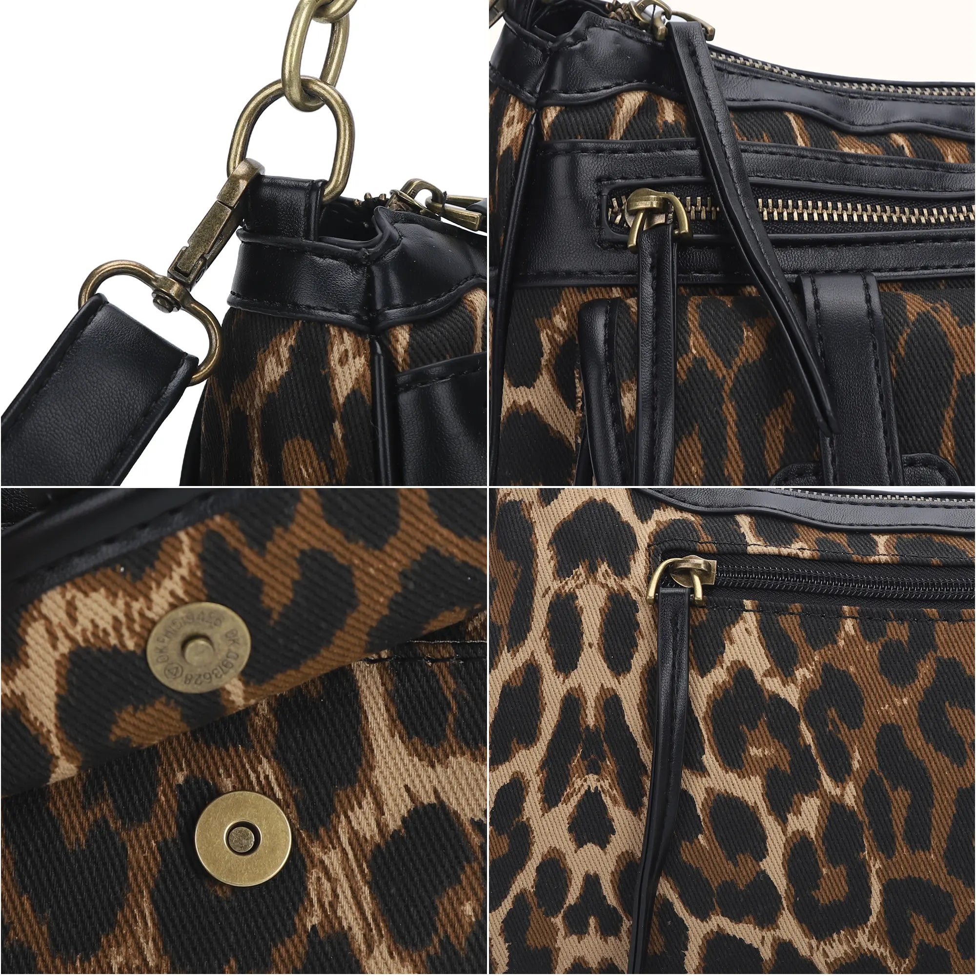 Classic fashion leopard print diagonal shoulder bag Tote purse