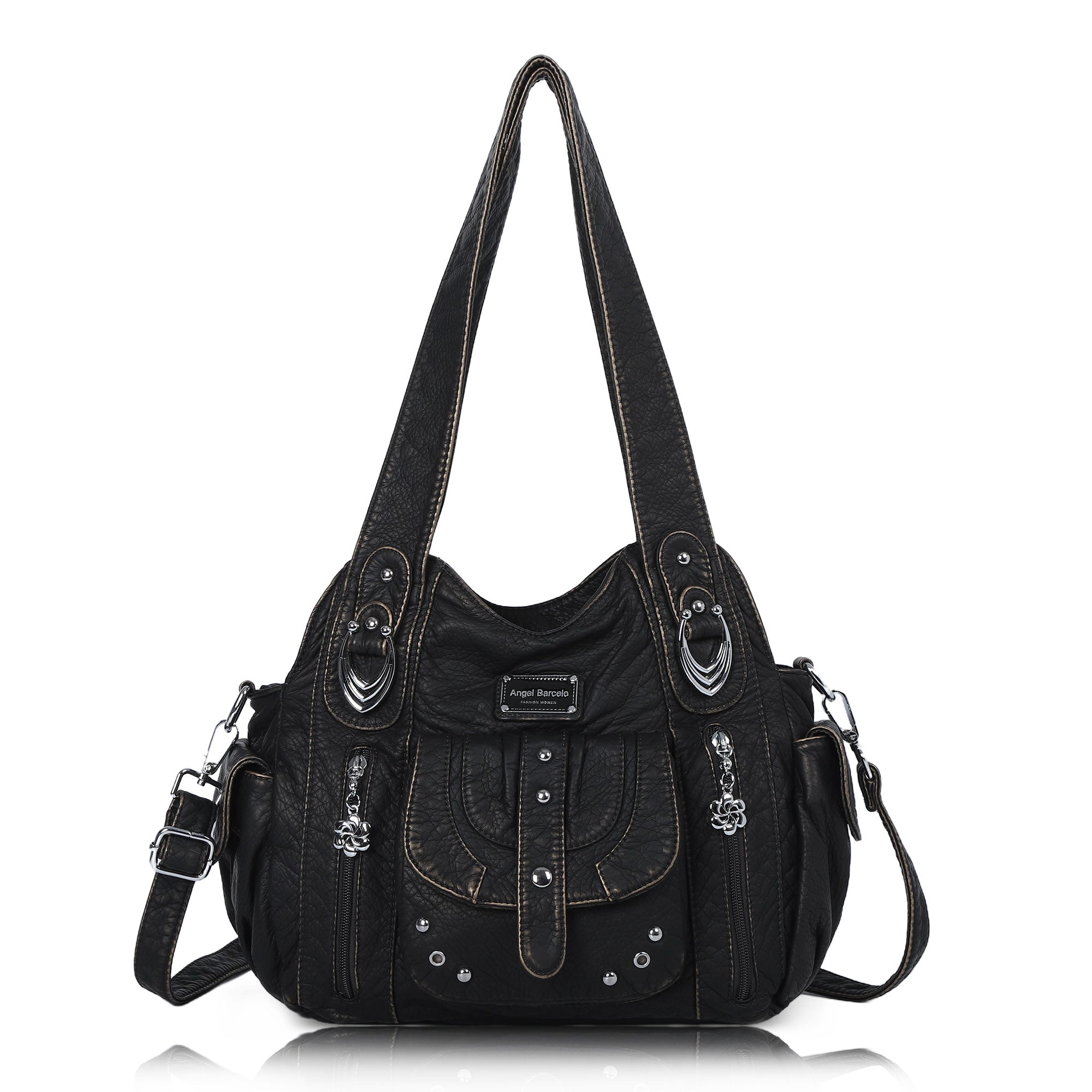 Tote retro solid color spacious unique texture wandering bag-Angelkiss Bag