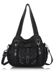 Tote retro solid color spacious unique texture wandering bag-Angelkiss Bag