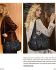 Tote retro solid color spacious unique texture wandering bag-Angelkiss Bag
