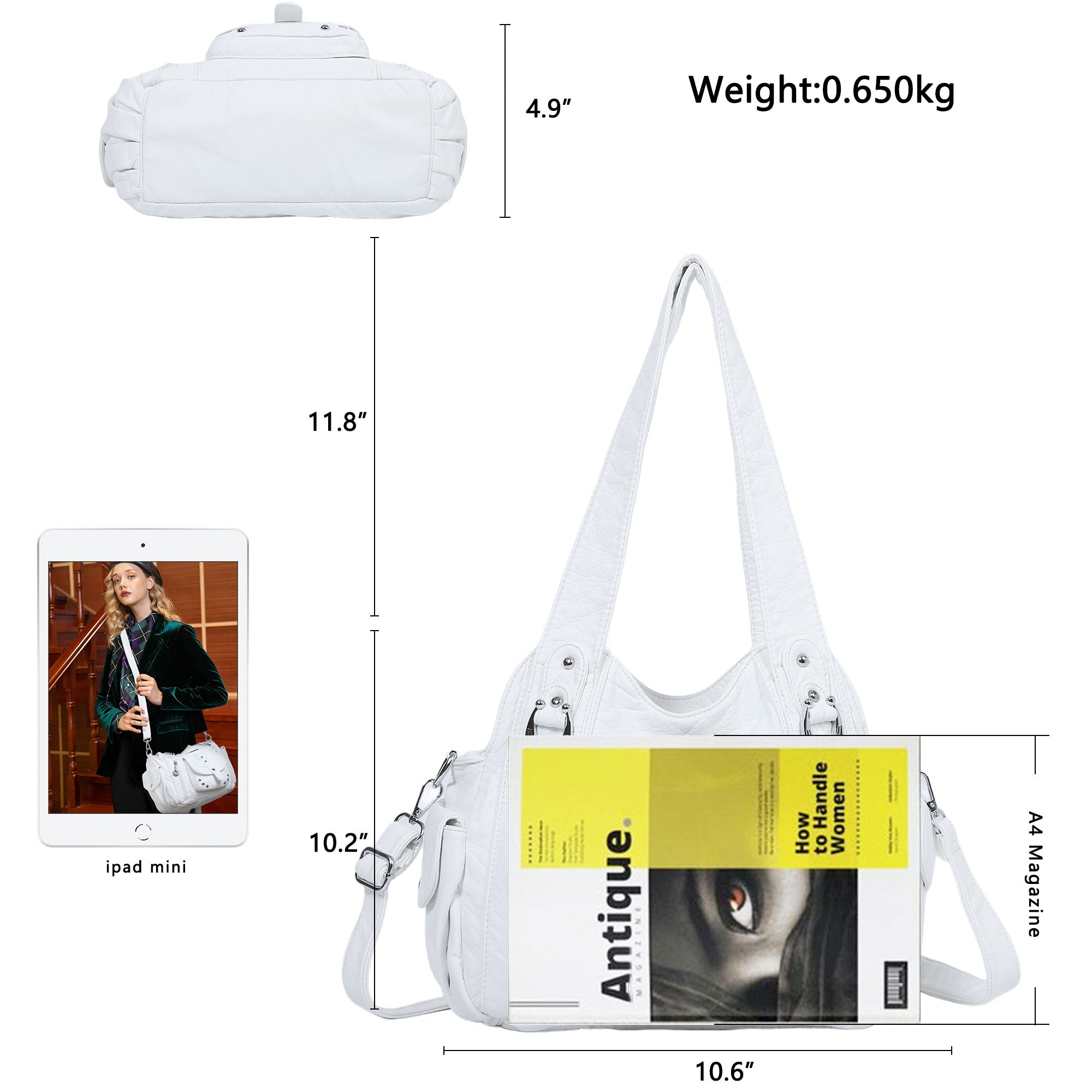 Tote retro solid color spacious unique texture wandering bag-Angelkiss Bag