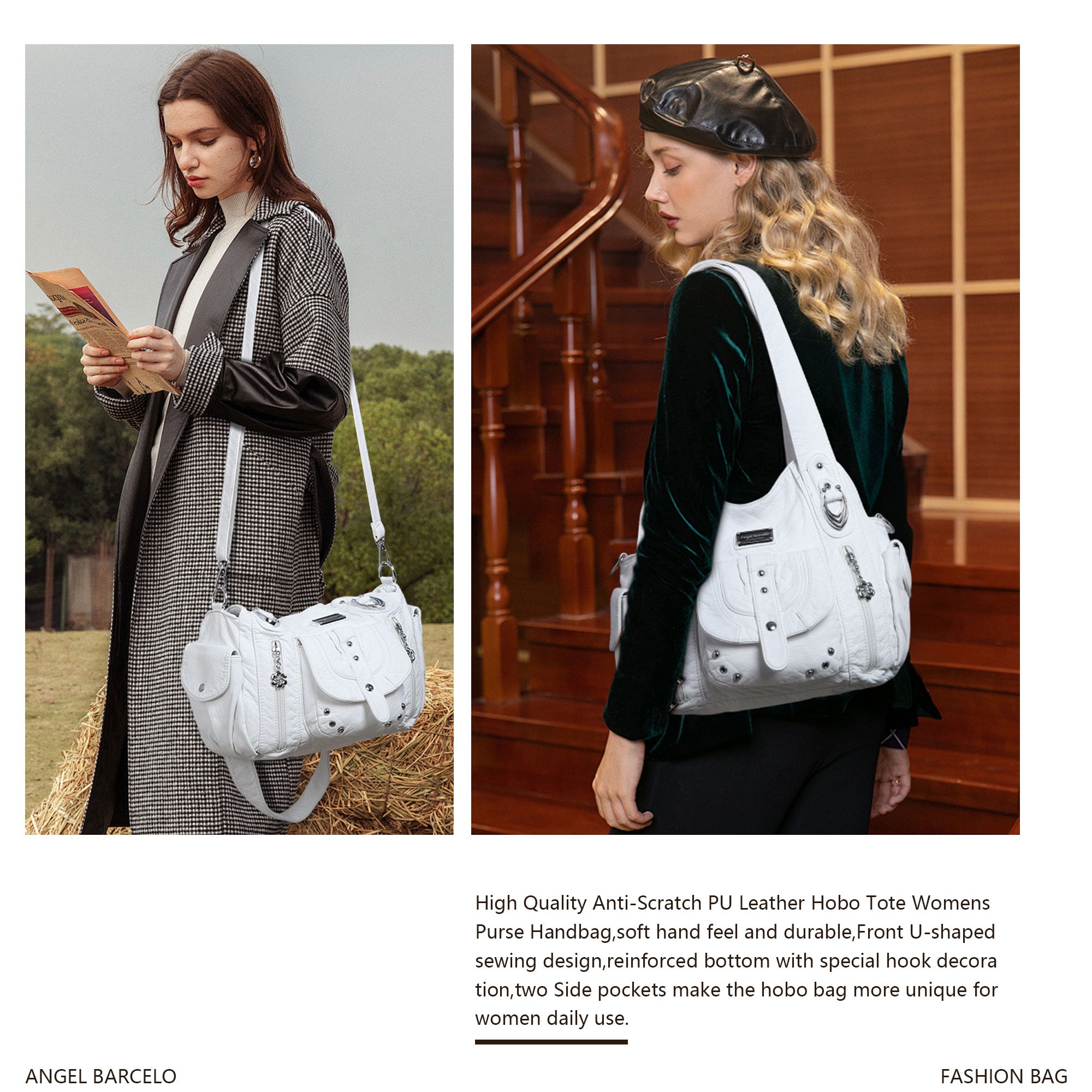 Tote retro solid color spacious unique texture wandering bag-Angelkiss Bag