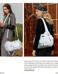 Tote retro solid color spacious unique texture wandering bag-Angelkiss Bag