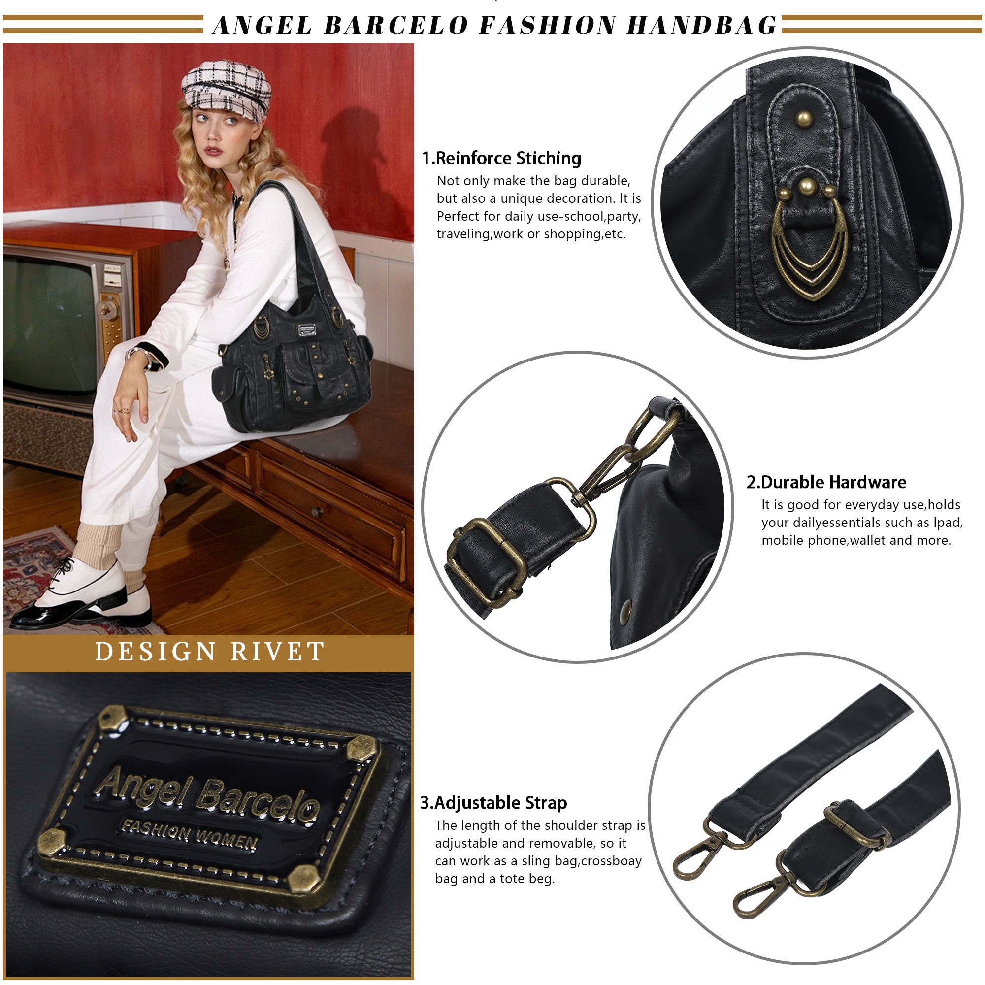 Women's large capacity Tote hobo handbags-Angelkiss Bag