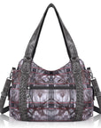 large capacity vintage plaid oil painting handbag-Angelkiss Bag