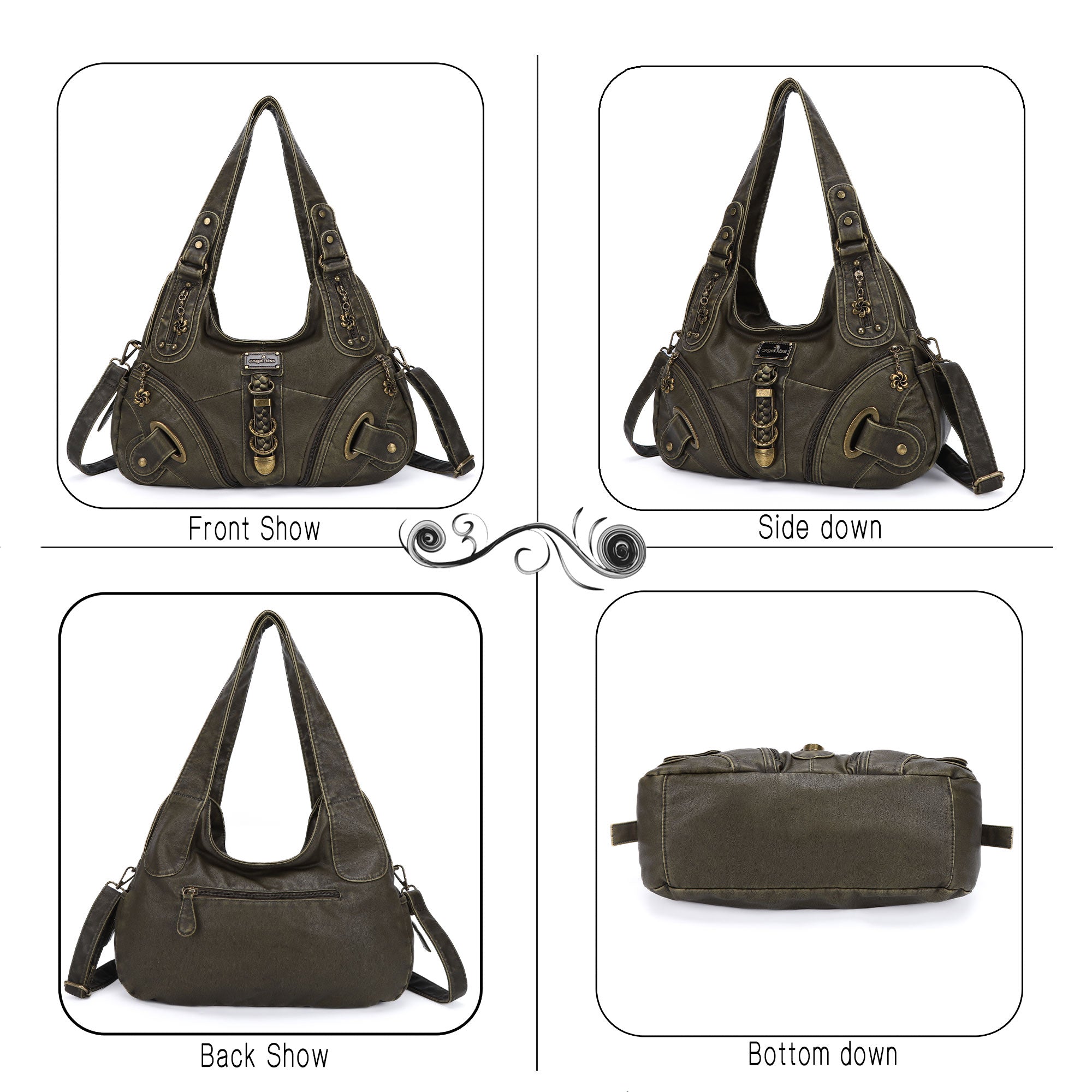 Hobo style retro shoulder purse-Angelkiss Bag