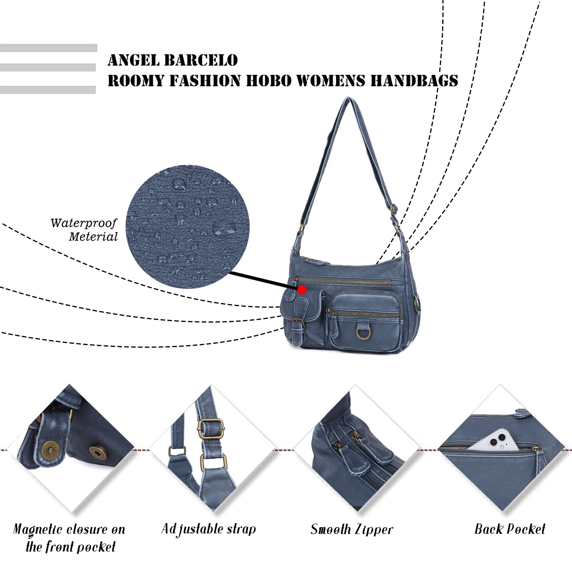 Fashion shoulder bag Soft PU leather Hobobag-Angelkiss Bag