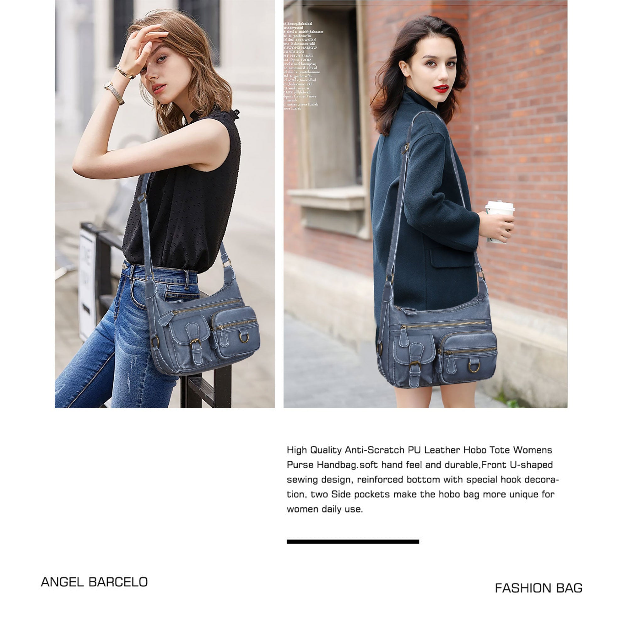 Fashion shoulder bag Soft PU leather Hobobag-Angelkiss Bag