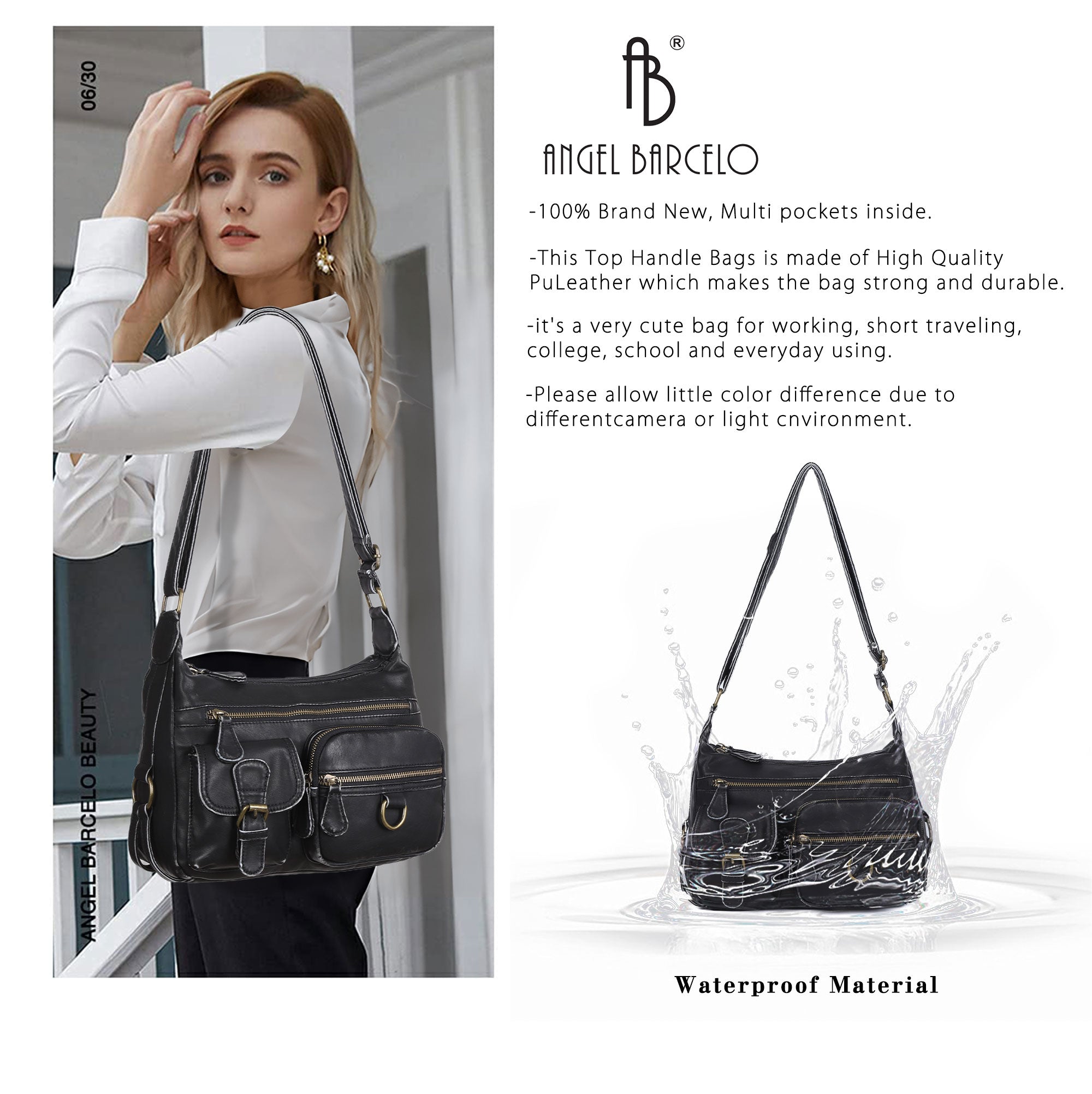 Fashion shoulder bag Soft PU leather Hobobag-Angelkiss Bag