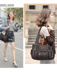 Women Shoulder Bag Handbag of Washed PU Leather-Angelkiss Bag