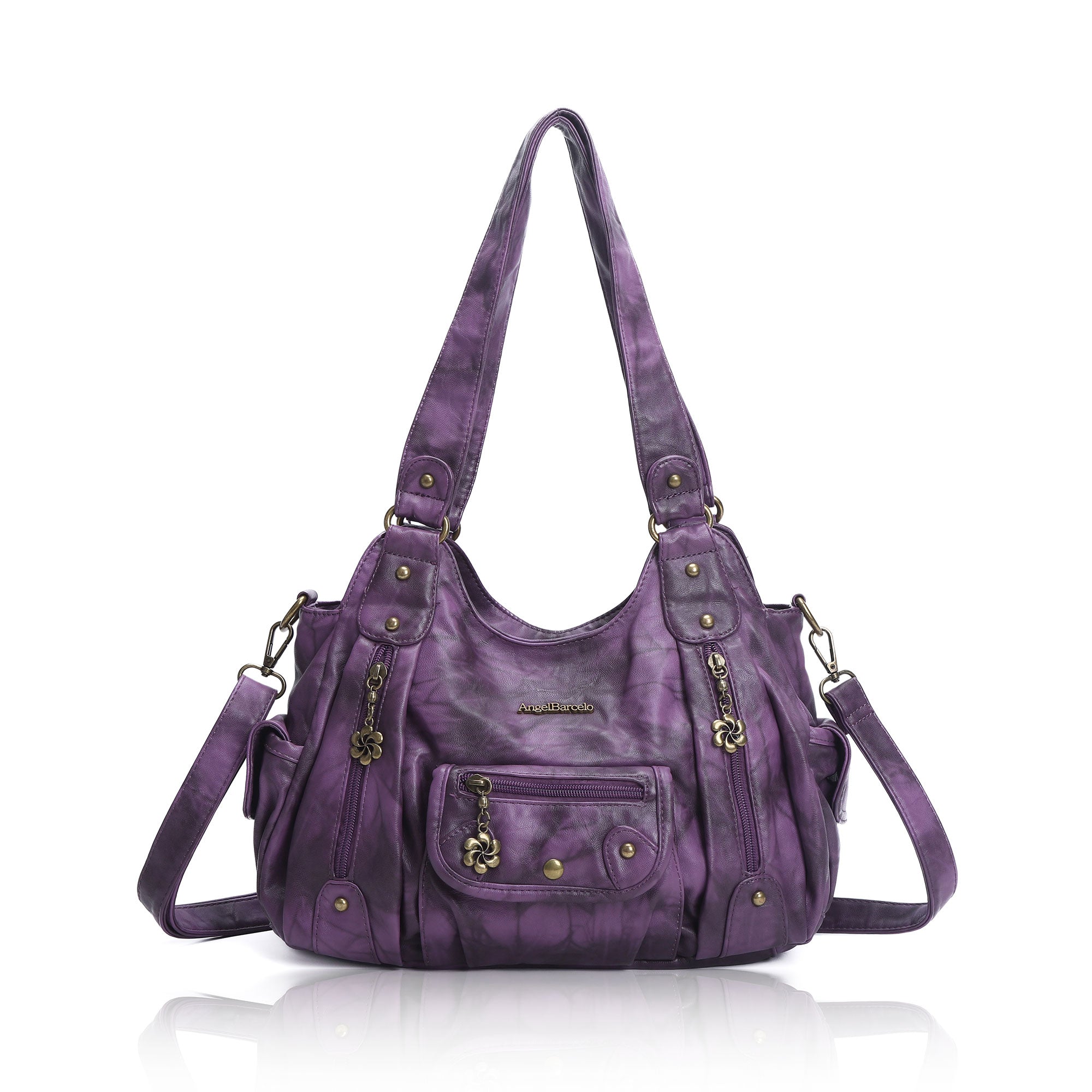 PU leather women's shoulder bag with tie-dye wash water-Angelkiss Bag