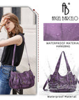 PU leather women's shoulder bag with tie-dye wash water-Angelkiss Bag