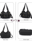 Vintage do old wash PU leather women's shoulder bag tote bag-Angelkiss Bag