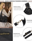 Vintage do old wash PU leather women's shoulder bag tote bag-Angelkiss Bag