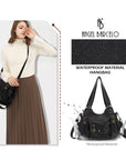 Vintage do old wash PU leather women's shoulder bag tote bag-Angelkiss Bag