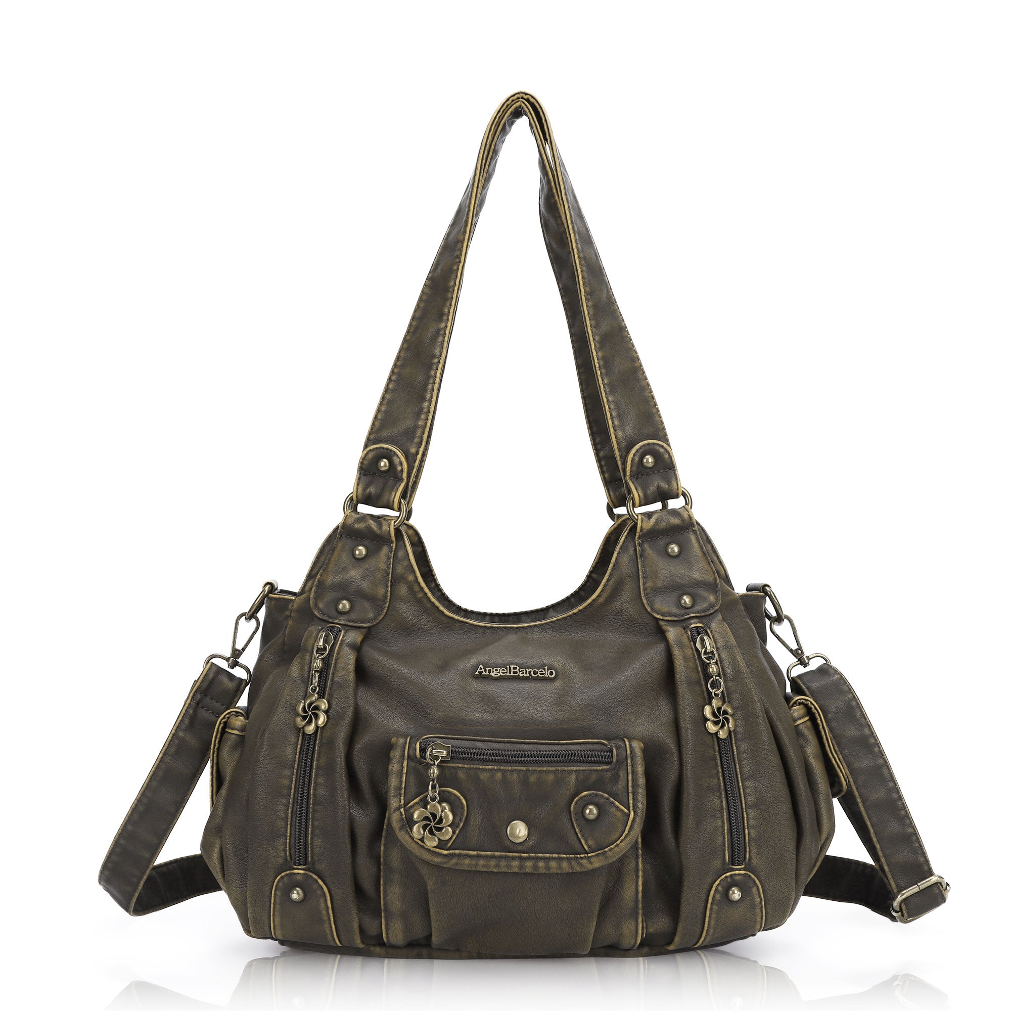 Stylish PU Leather Women's Shoulder Bag with Tie Dye Wash
