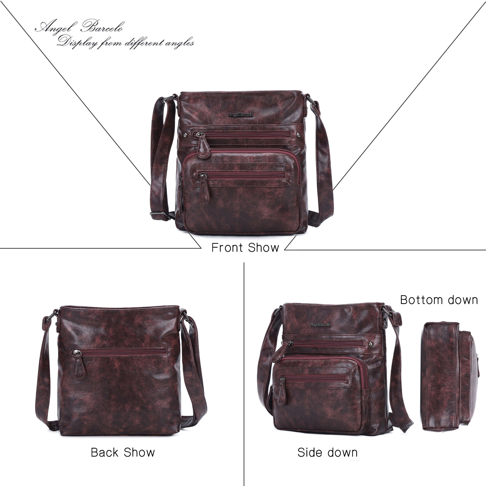 Women's washed tie-dye  vintage crossbody bag-Angelkiss Bag
