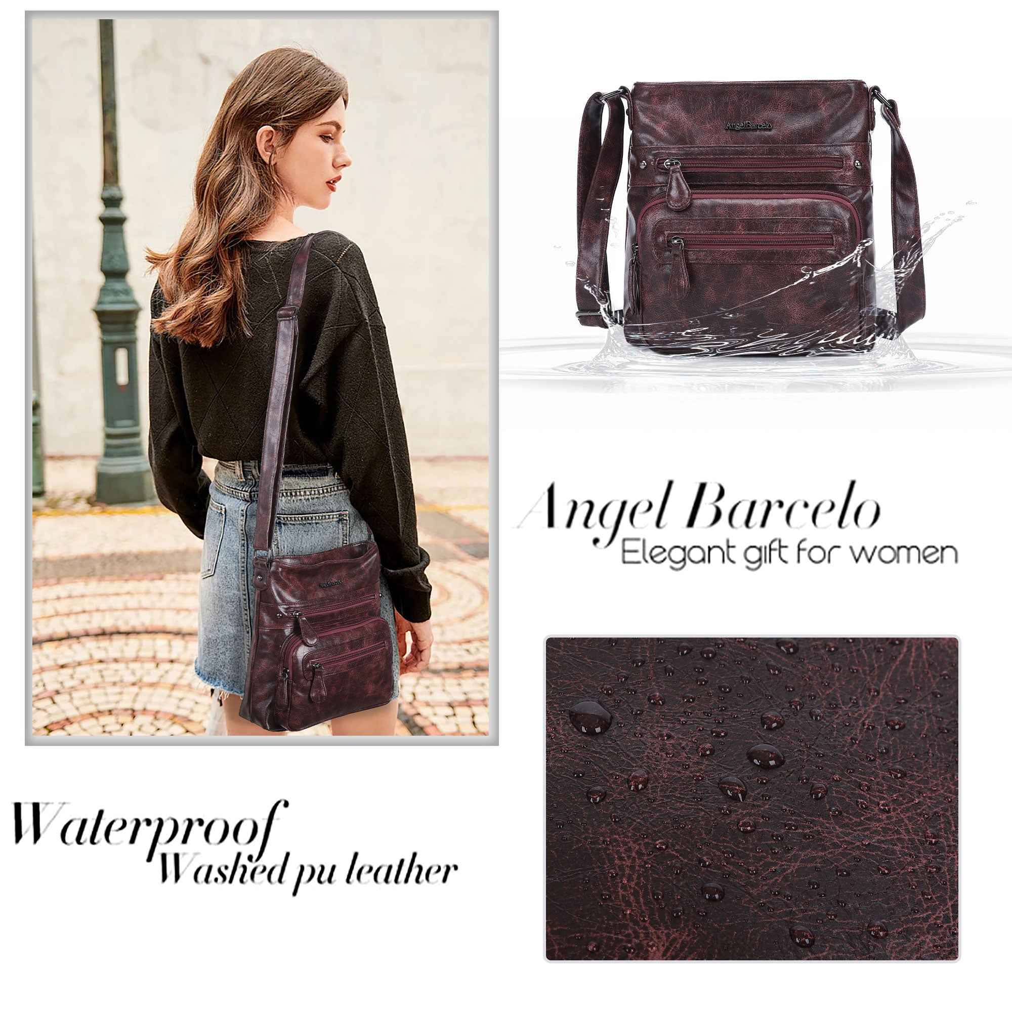 Women's washed tie-dye  vintage crossbody bag-Angelkiss Bag