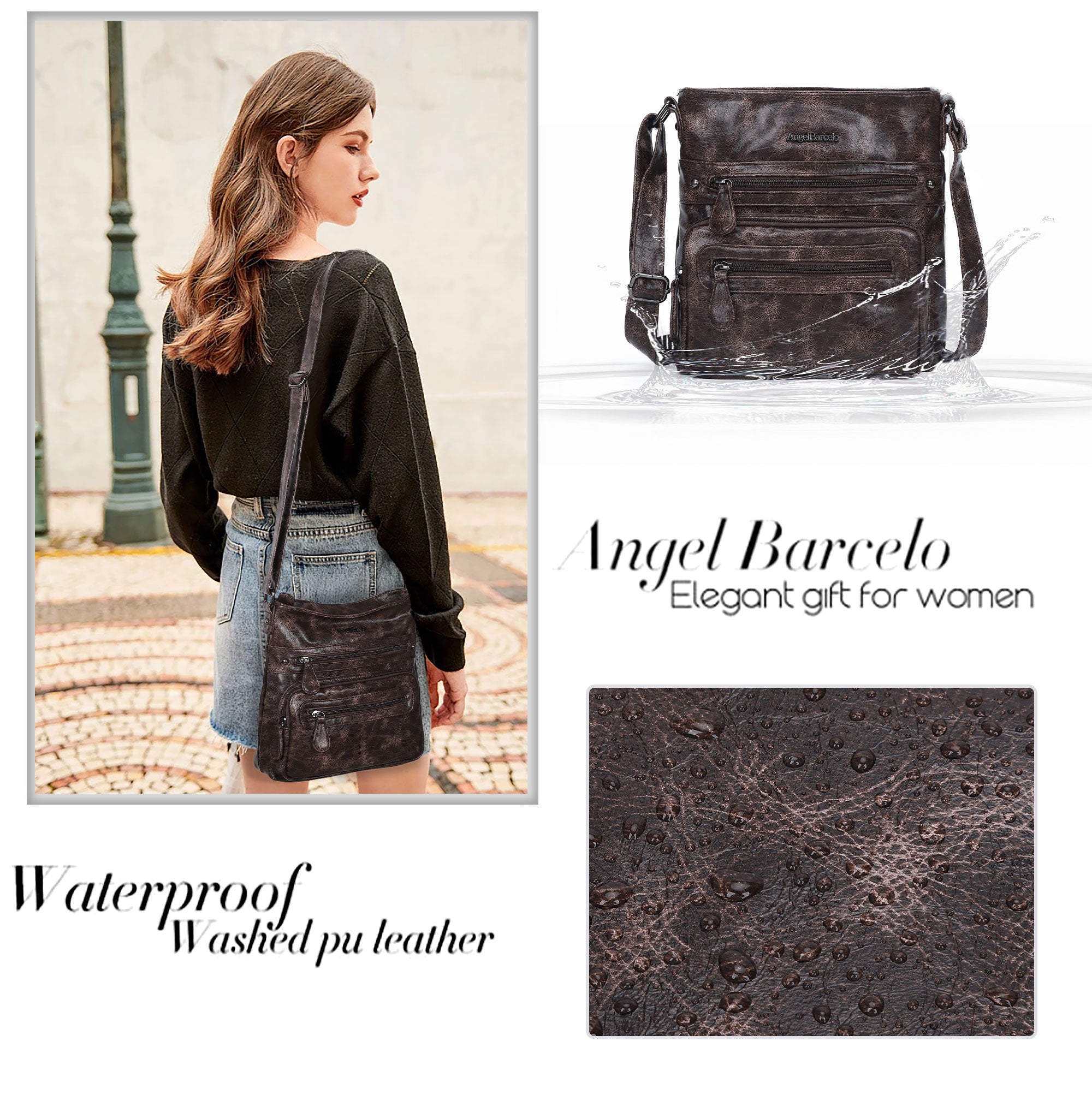 Women's washed tie-dye  vintage crossbody bag-Angelkiss Bag