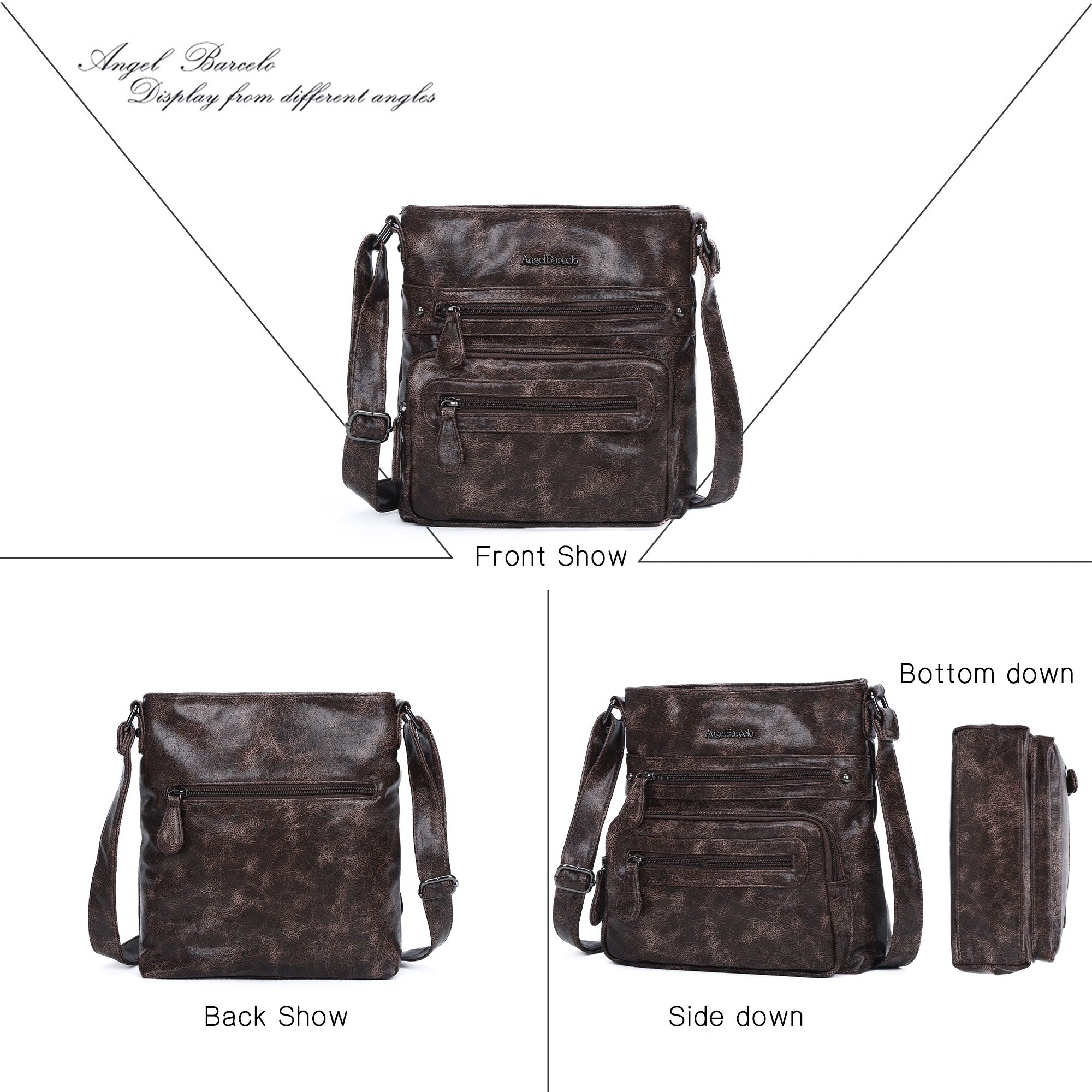 Women's washed tie-dye  vintage crossbody bag-Angelkiss Bag