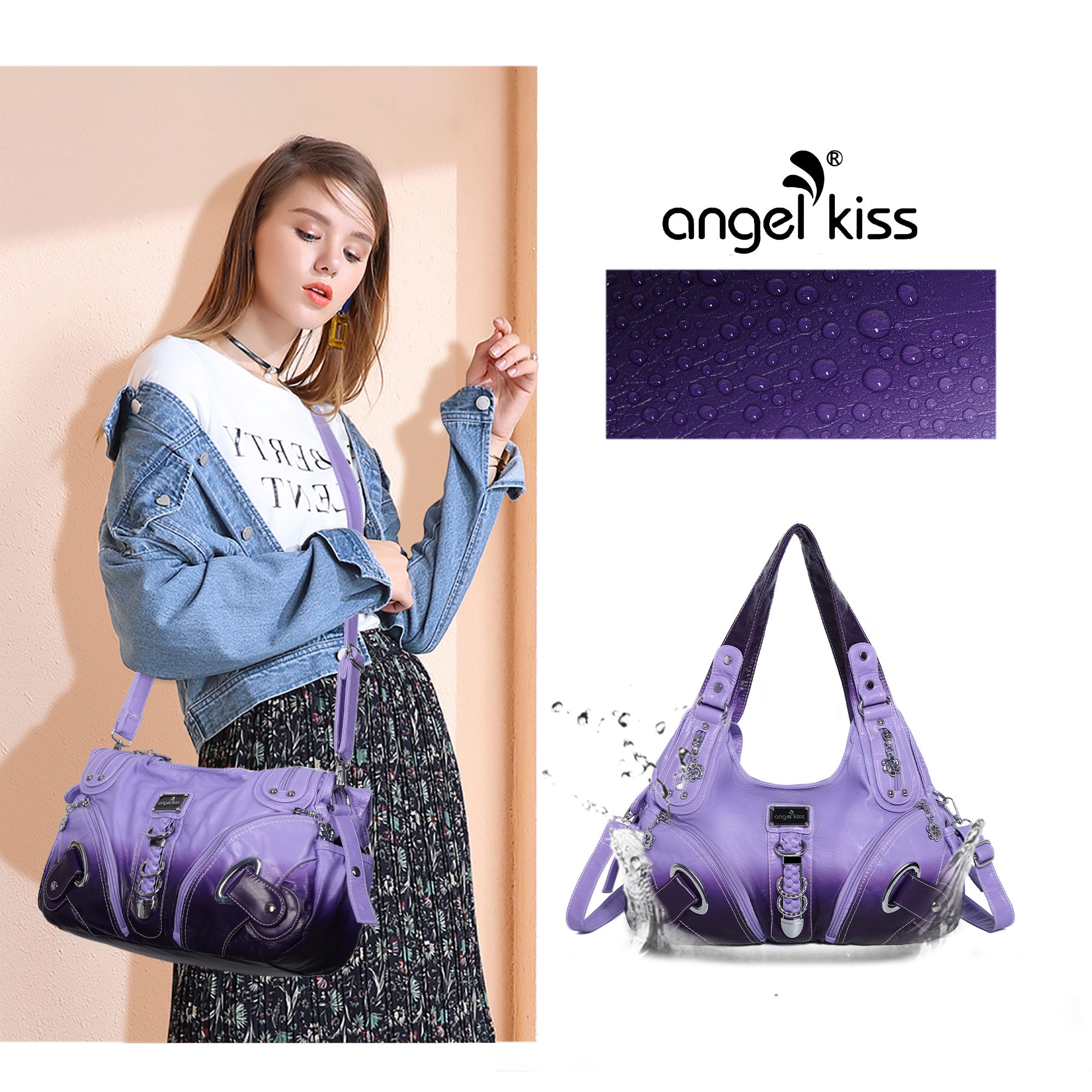 Hobo tie-dye roomy Shoulder Handbag-Angelkiss Bag