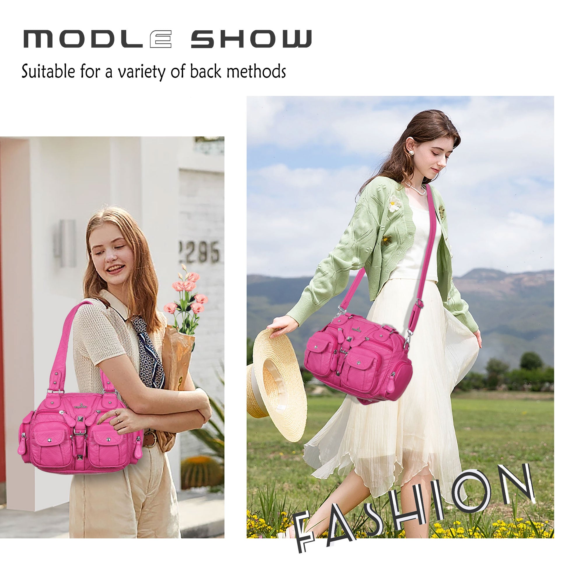 Washed Leather  Multilayer separation individuality Handbag Unique Style For Women-Angelkiss Bag