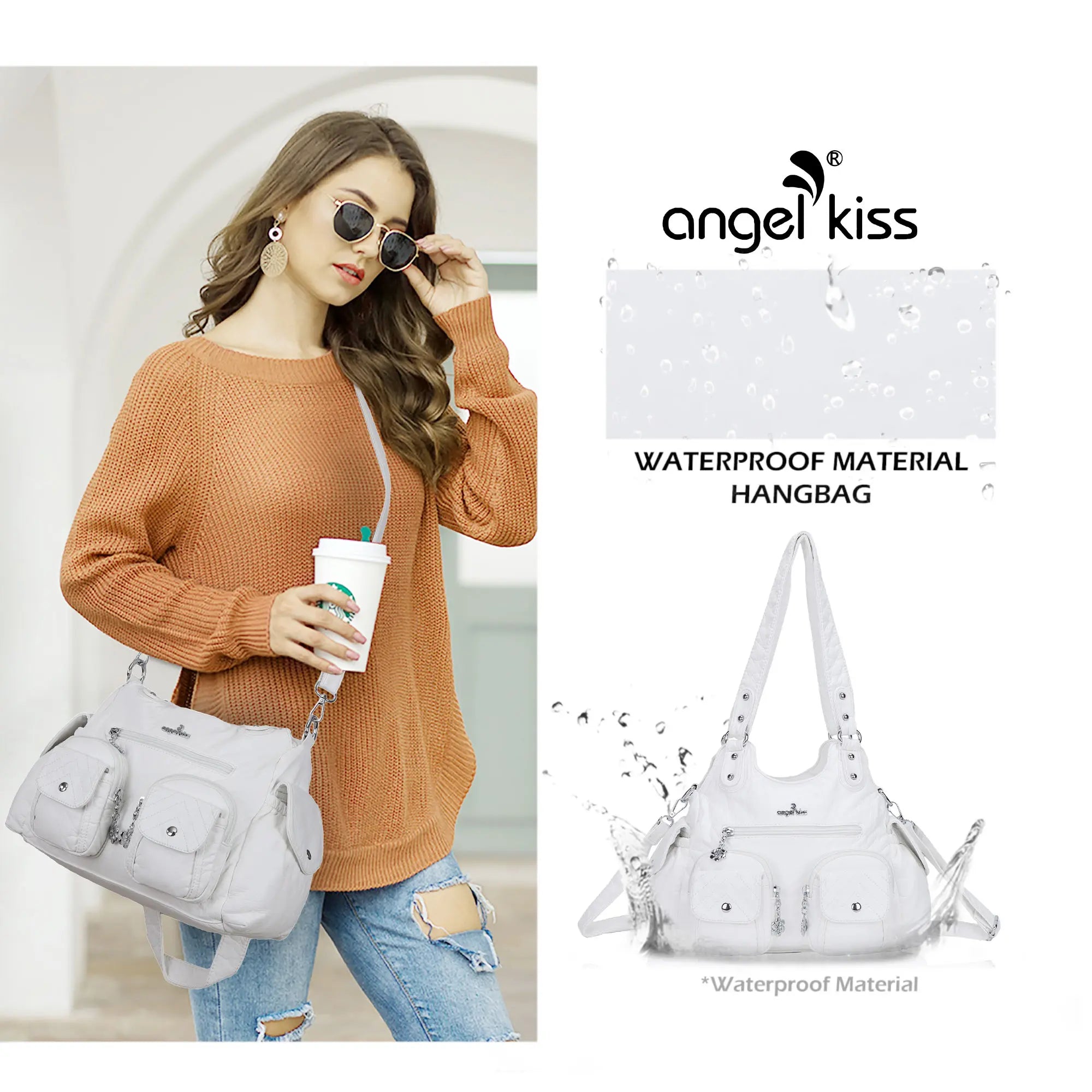 AngelKiss Tie-Dye Artistic Handbag with Crossbody Strap