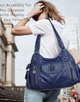 Women handbag with High Quality Washed PU Multi Purpose tote bag-Angelkiss Bag