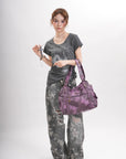 Vintage Braided-Trim Large Capacity Hobo Shoulder Bag