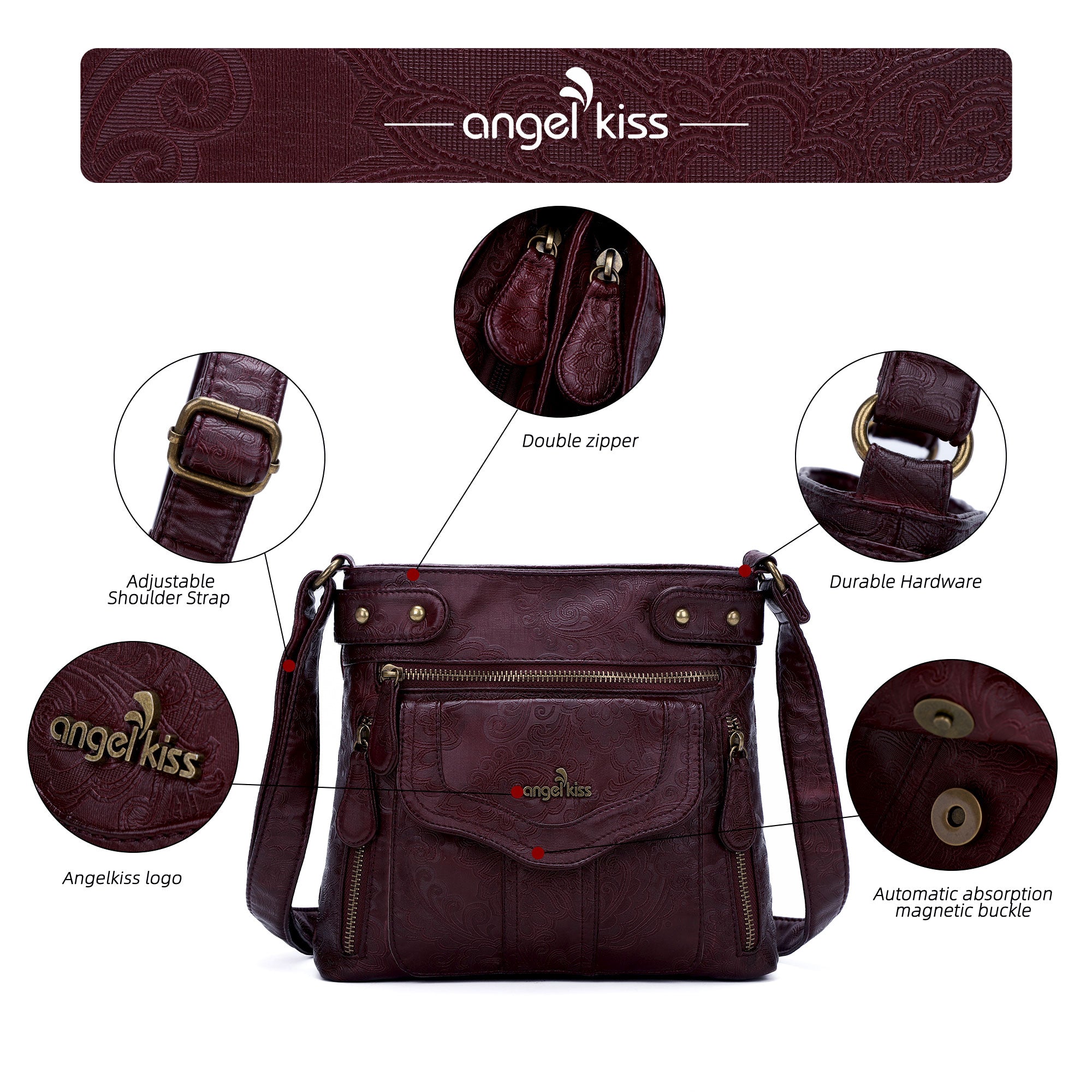 Women's black vintage crossbody bag-Angelkiss Bag