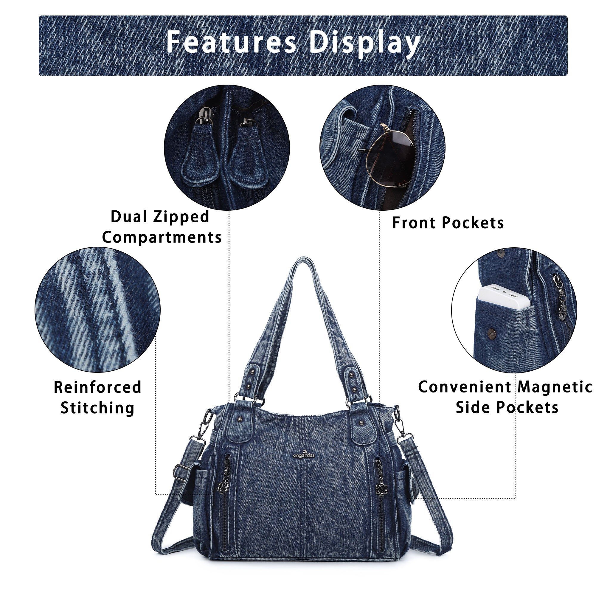Angel Kiss Ladies vintage denim handbag-Angelkiss Bag