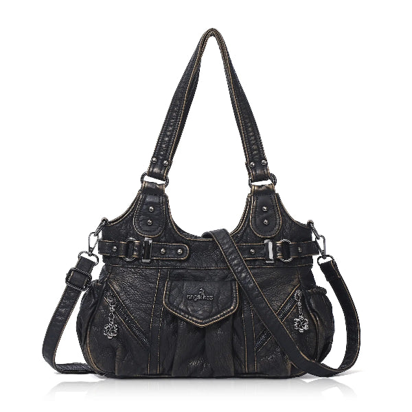 Multi-Pocket Vegan Leather Tote Crossbody Bag | 5 Colors Available