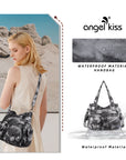 Washed Leather Hobobags Women Shoulder Bags-Angelkiss Bag