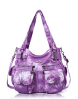 Washed Leather Hobobags Women Shoulder Bags-Angelkiss Bag