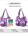 Washed Leather Hobobags Women Shoulder Bags-Angelkiss Bag