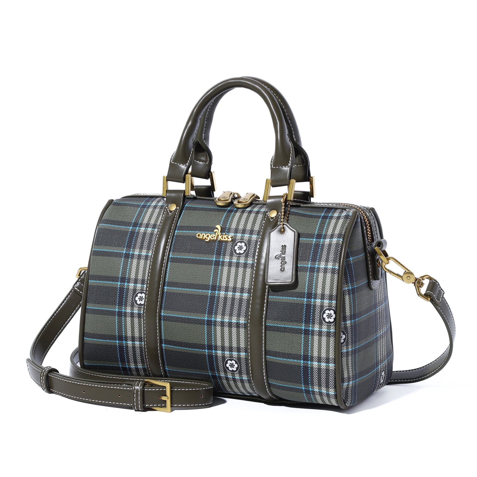 Women's washed pu leather, plaid handbag/crossbody bag-Angelkiss Bag