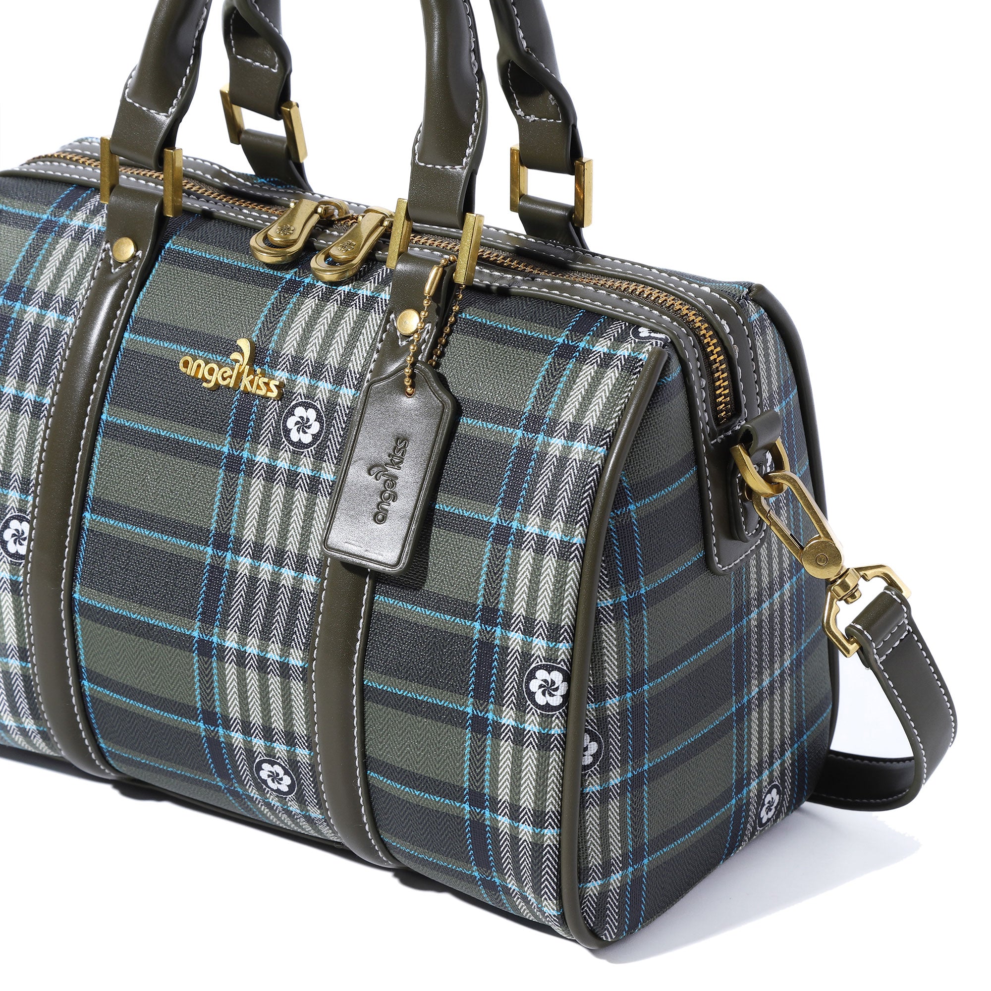 Women's washed pu leather, plaid handbag/crossbody bag-Angelkiss Bag