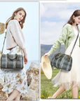 Women's washed pu leather, plaid handbag/crossbody bag-Angelkiss Bag