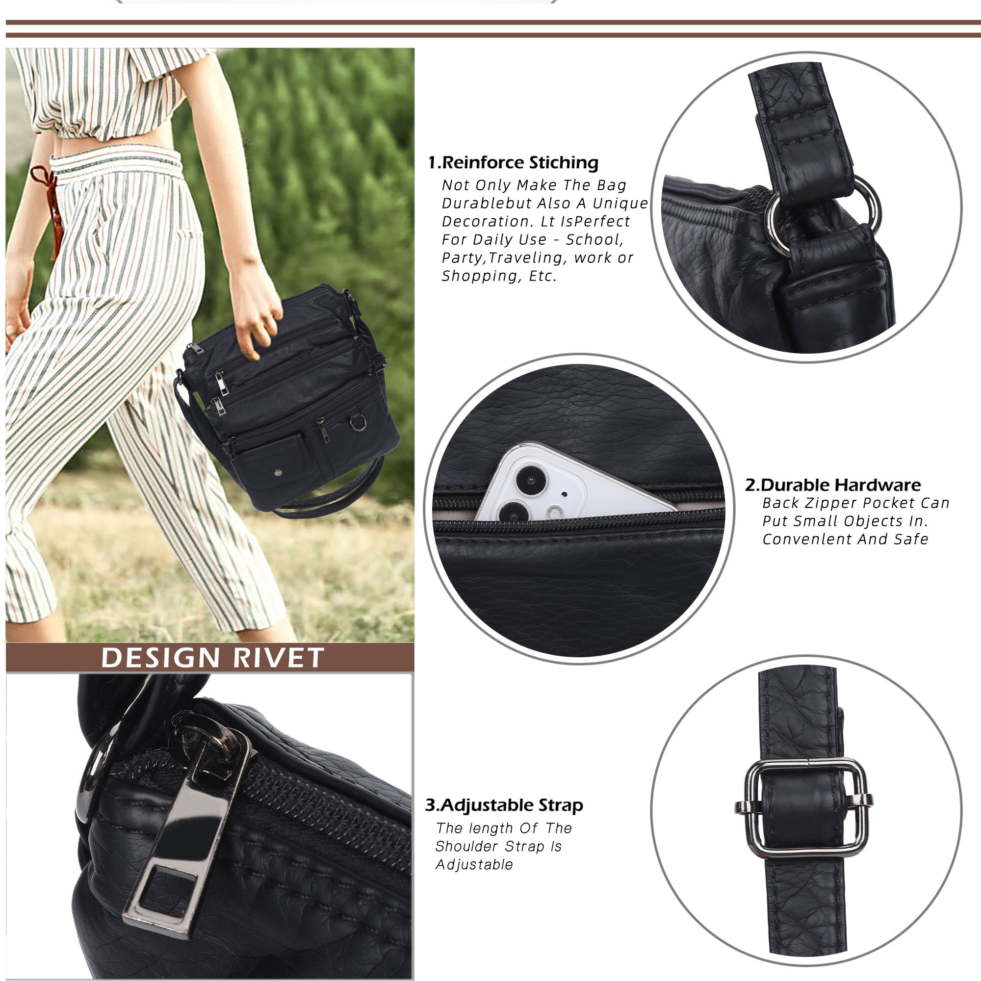 Small Retro Crossbody Pocket Purse-Angelkiss Bag