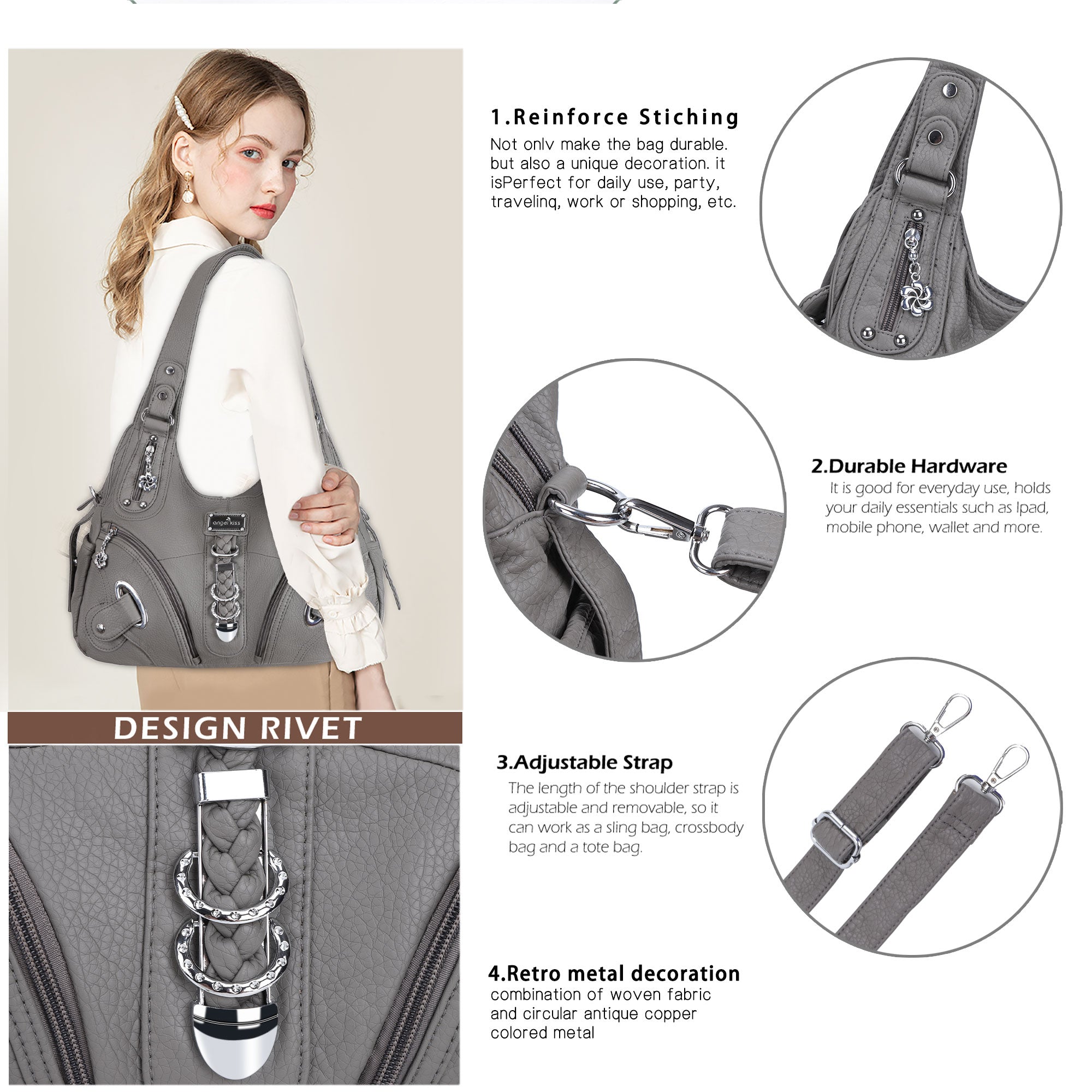 Hobo Shoulder Handbag Purse-Angelkiss Bag