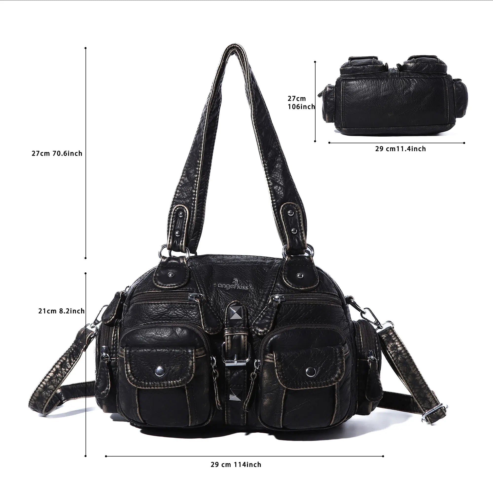 Washed Leather Multi Purpose Design Unique design Crossbody Bag