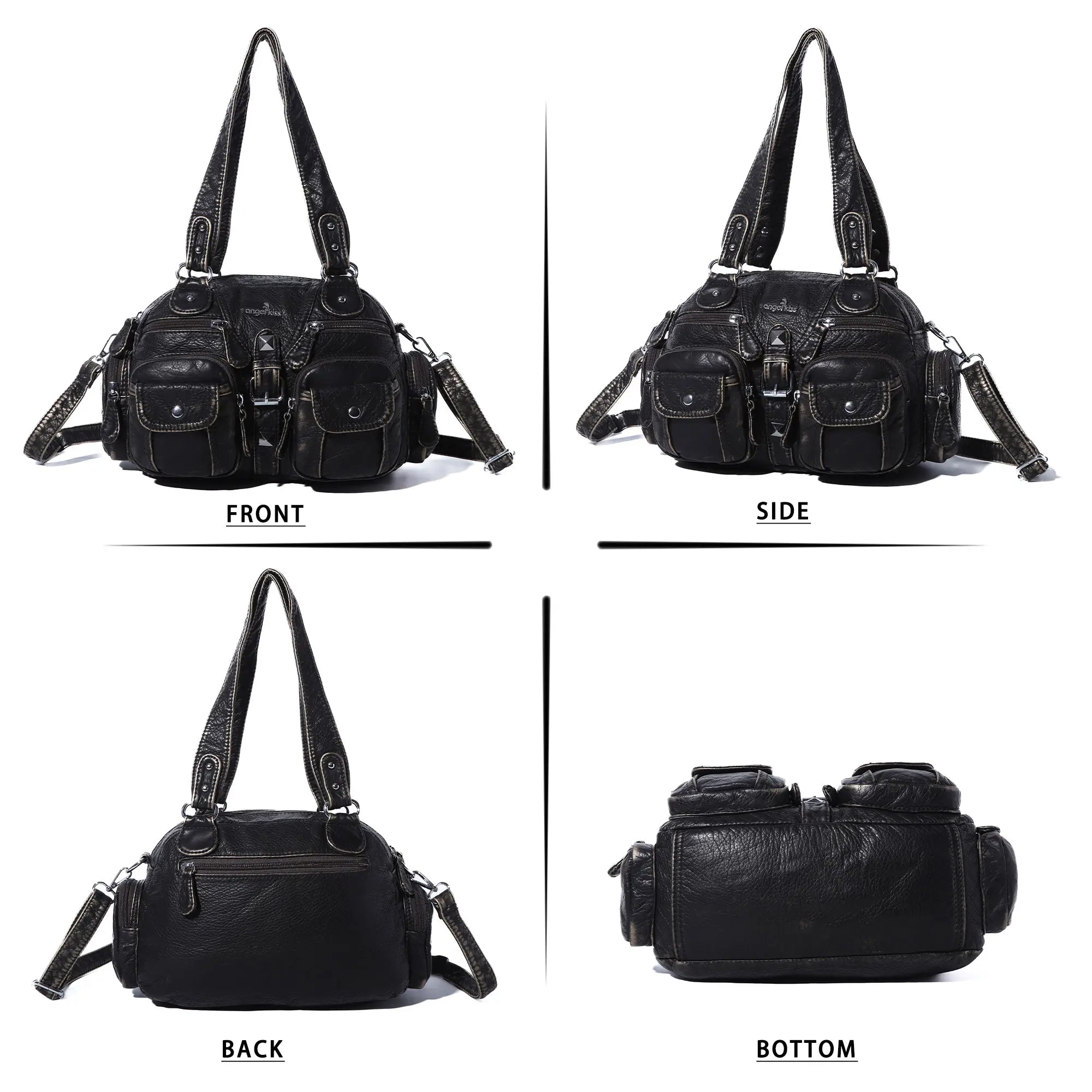 Washed Leather Multi Purpose Design Unique design Crossbody Bag