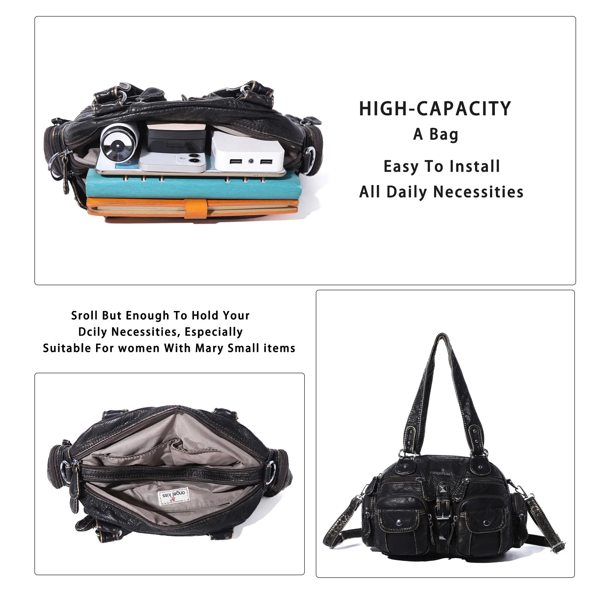 Washed Leather Multi Purpose Design Unique design Crossbody Bag