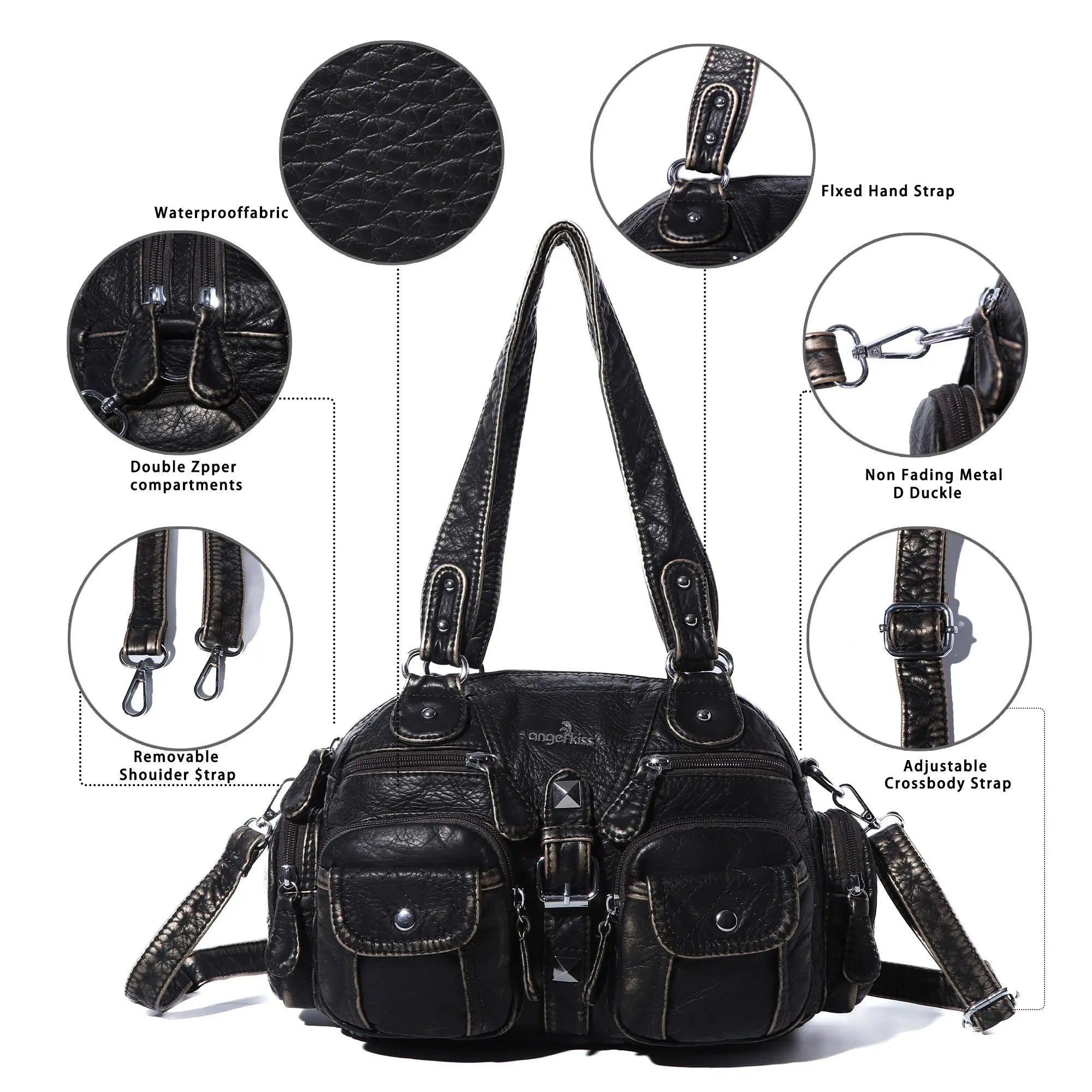Washed Leather Multi Purpose Design Unique design Crossbody Bag