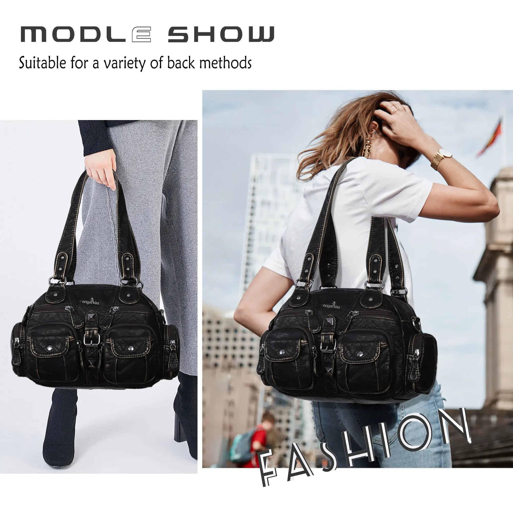 Washed Leather Multi Purpose Design Unique design Crossbody Bag