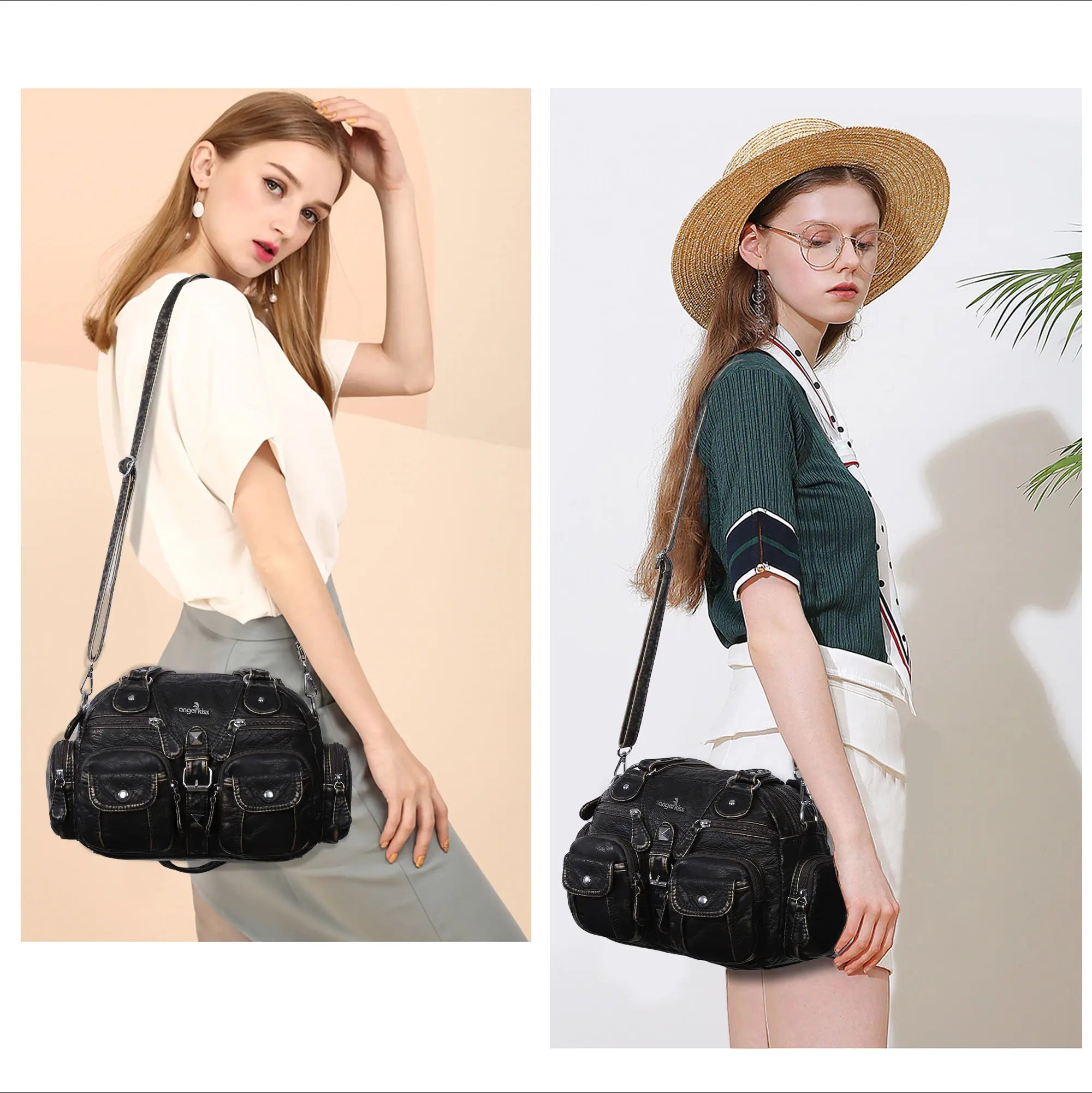 Washed Leather Multi Purpose Design Unique design Crossbody Bag
